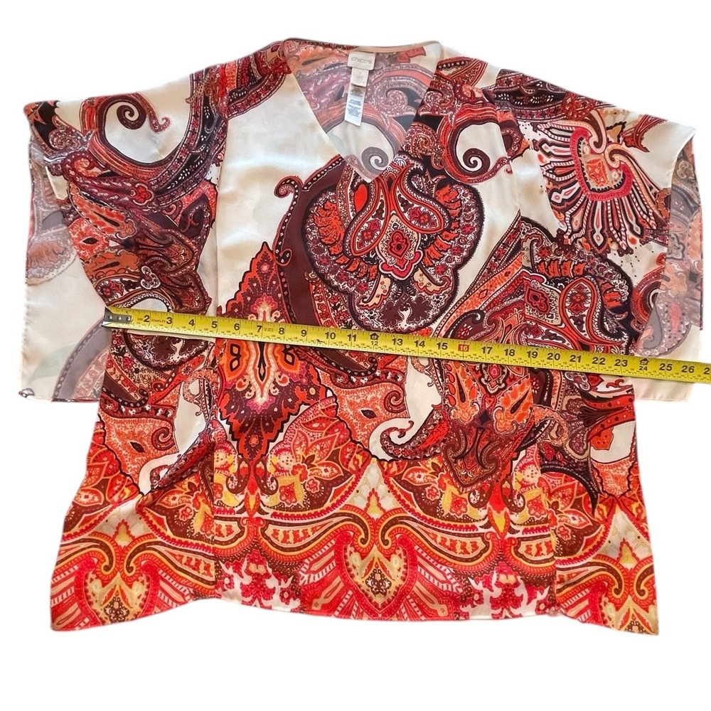Chicos Multicolor Paisley Print Top Business Casual Bright Womens Large Size 2 - Picture 4 of 7